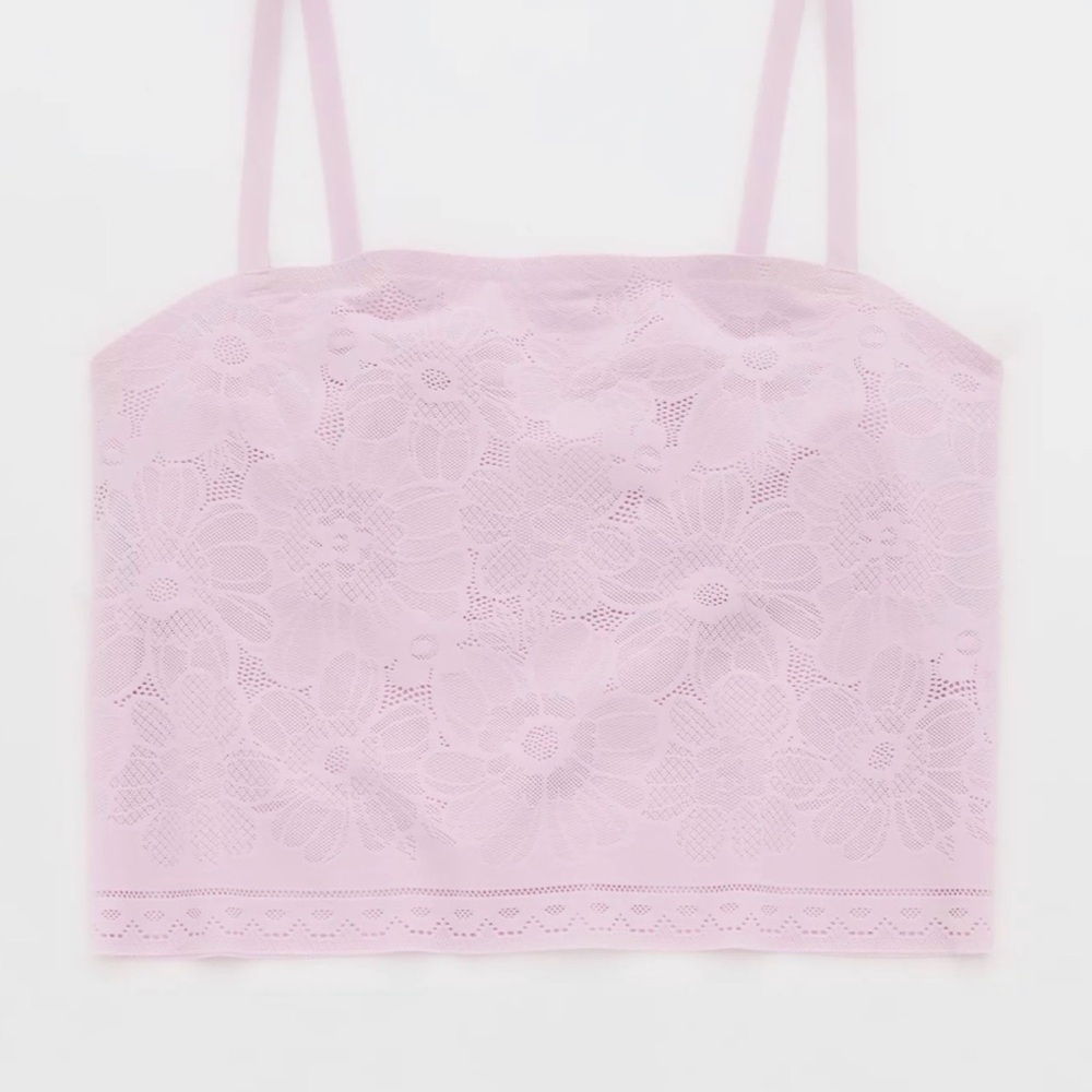 AERIE Smoothez Pink Lace Tank Top